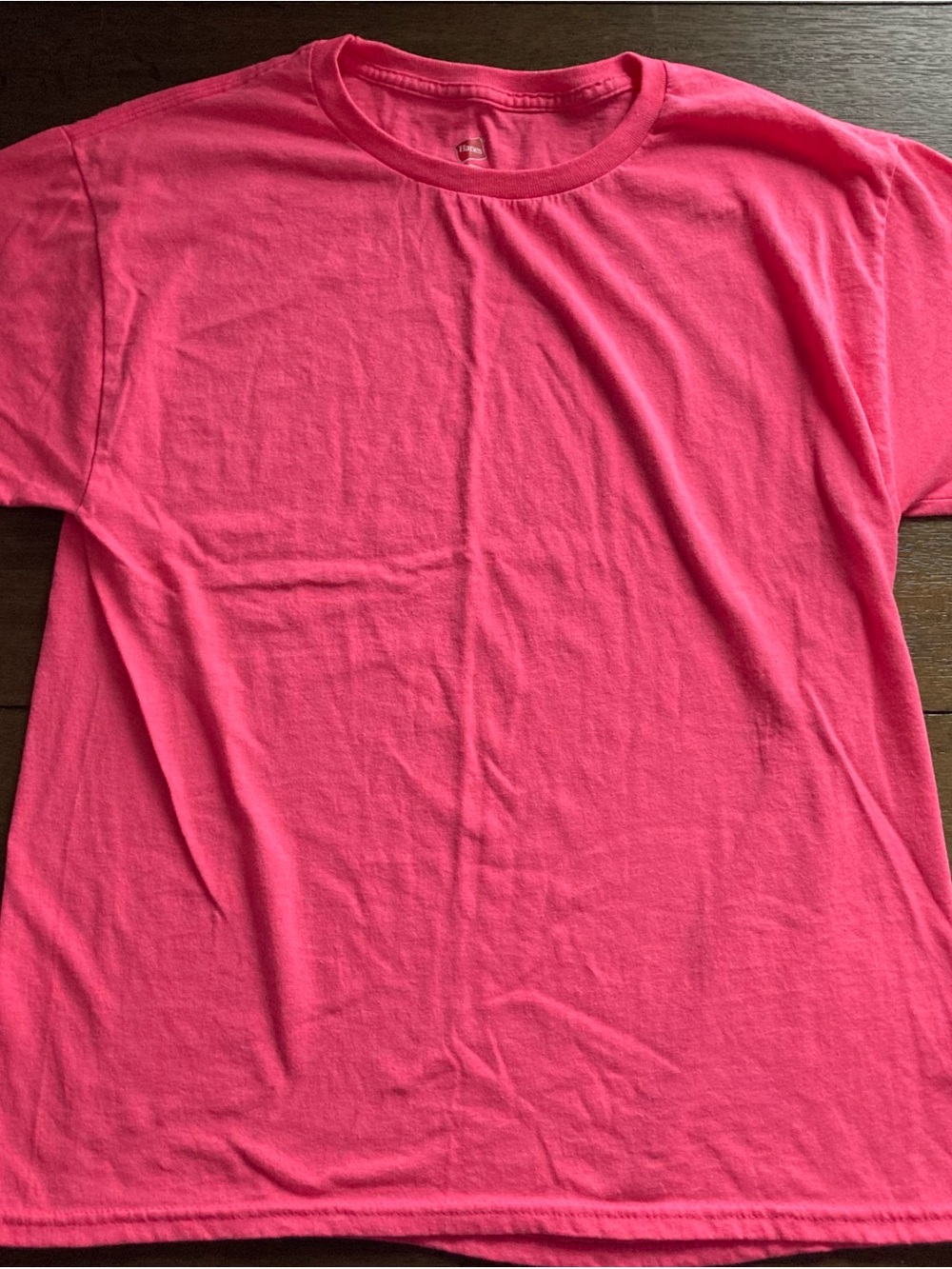 Hanes Bright Pink Short Sleeve Crew Neck T-shirt